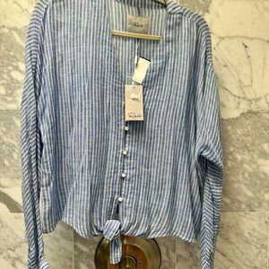 Rails Blue and White Striped Blouse